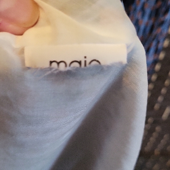 Maje Long Sleeve Dress in Blue and White Pattern - Picture 6 of 6